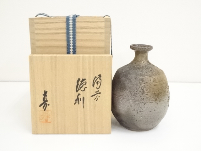 JAPANESE POTTERY BIZEN WARE SAKE BOTTLE 